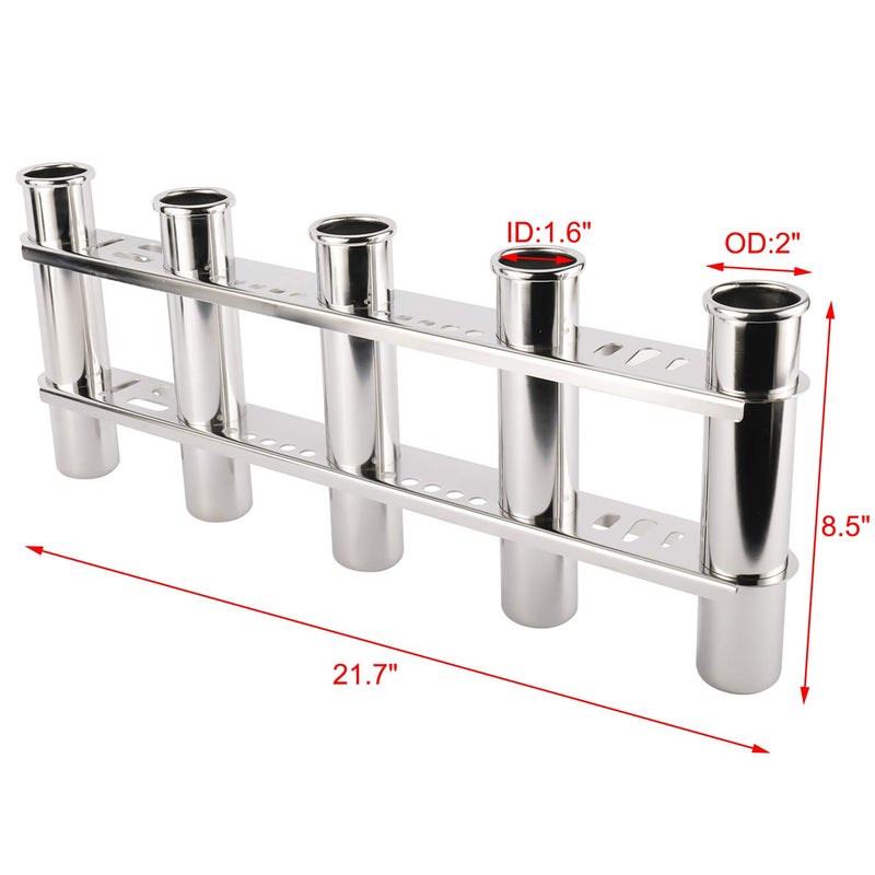 NovelBee 316 Stainless Steel 5 Tubes Fishing Rod Holder for Boat Marine Kayak Yacht - Image 2